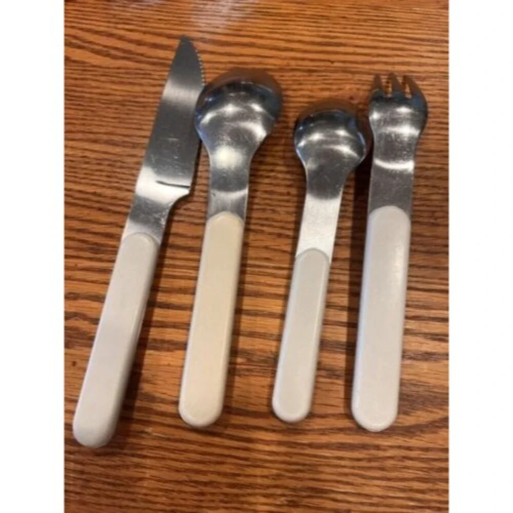 Dansk Summer House White Stainless 4 Pc set Place Setting vintage Japan